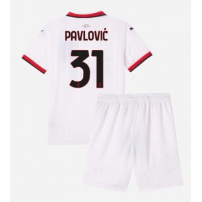 AC Milan Strahinja Pavlovic #31 Dětské Venkovní dres komplet 2024-25 Krátký Rukáv (+ trenýrky)